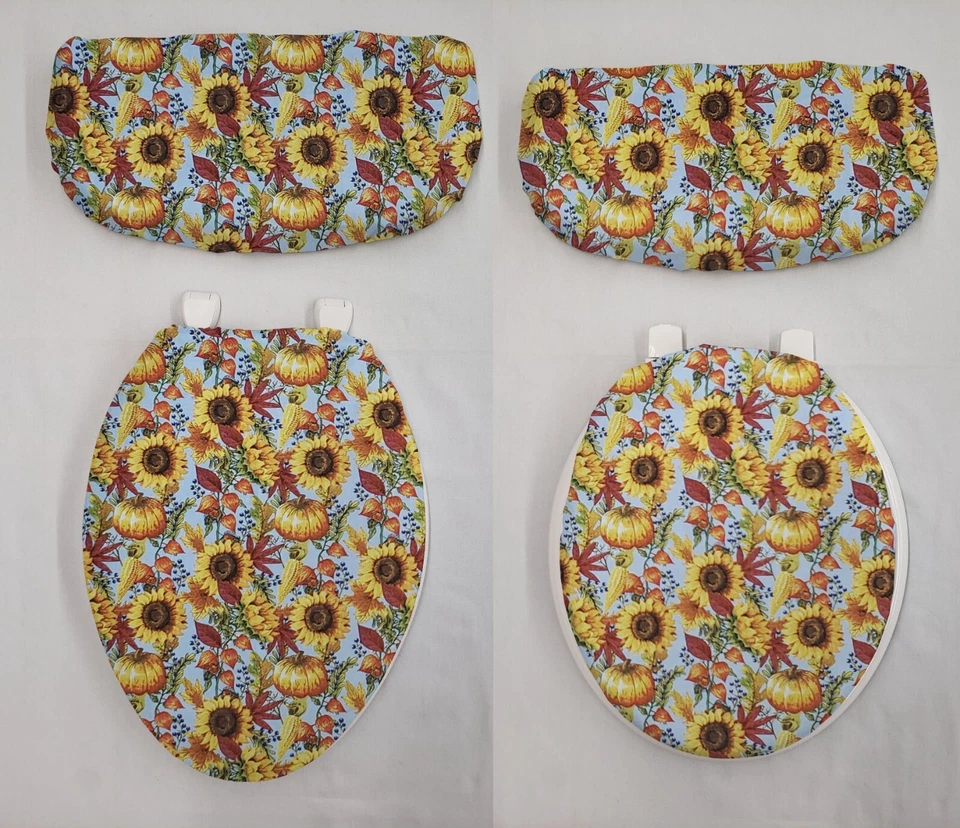 Juego de tapa de asiento de inodoro y cubierta de tanque de maíz girasoles calabaza otoño Foto 1 de 1