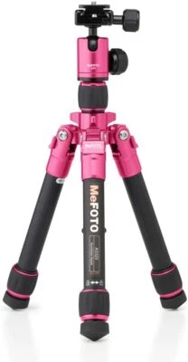 MeFOTO DayTrip Compact Tripod Kit, 2 Section Aluminium Legs Pink, Christmas Gift - Image 1 of 3