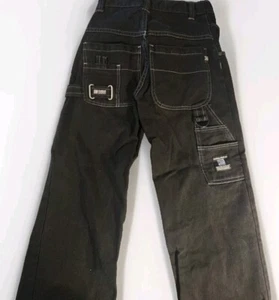 Vintage Paco Jeans Boys Size 8 Black Wide Leg Skate Baggy Y2K 90s Rave VGC - Picture 1 of 8