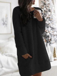 Women Casual Fleece Jumper Ladies Dress Bear Pajamas Lounge Wear Tedy Pjs Fluffy - Picture 1 of 18