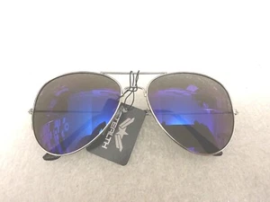 Blau verspiegelte Pilotenbrille mit silbernem Gestell für Herren/Damen - Bild 1 von 4