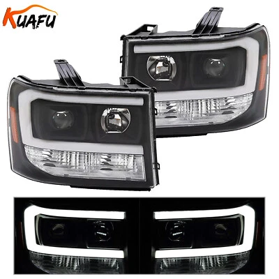 Pair LED DRL Projector Headlights For 2007-2014 GMC Sierra 1500 2500HD 3500HD Foto 1 de 4