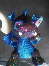 Toy Factory Dragon Plush Stuffed Animal 10" Viper II Black  Blue Stars New 