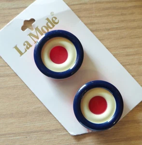 Vintage La Mode Button Set Mid-century Modern Red, White, Blue 1 ⅛" | Holland - Picture 1 of 3