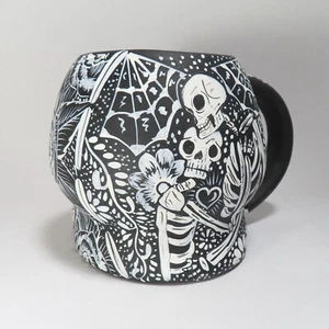 Mexican Skull Figure Day of the Dead Skeleton Heart Lover Signed Mexico Folk Art - Picture 1 of 16