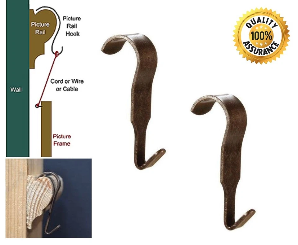 SISI UK BRONZE PICTURE RAIL HOOKS 51 x 12mm GALLERY HANGING HOOK MIRROR PAINT DADO PHOTO