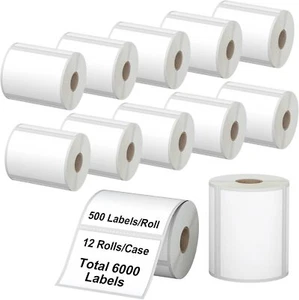 4" x 3" Direct Thermal, 12 Pack for Rollo&Zebra 500/roll 6000 Barcode Labels, - Picture 1 of 3