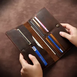 Crazy Horse Genuine Leather Men Wallet Pocket Wallets Crad Bag Handmake Retro - Imagen 1 de 6