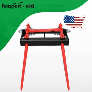 49" Universal Hay Bale Spear Tractor Bucket Loader Mover Spike 3000LBS Capacity - Picture 1 of 9