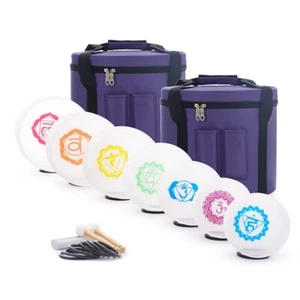 6-12" 432hz Frosted Crystal Sing Bowls Chakra Set 7 Pcs for Sound Healing W/Case - Picture 1 of 9