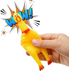 Fun Pet Dogs Shrilling Yellow Rubber Chicken Chew Sound Squeeze Screaming Toy US - Picture 1 of 12
