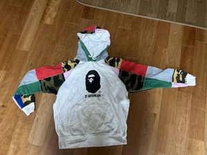 A Bathing Ape Patchwork Cotton Graphic Hoodie White Multicolor M - Picture 1 of 5