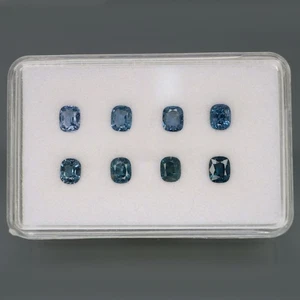 Cushion 4x4 mm.Ravishing Color Natural Blue Spinel Myanmar 8Pcs/3.70Ct. - Picture 1 of 6