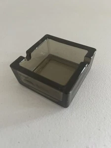 Vintage Mid Century Solid Glass Block Square Ashtray Retro 3” Wide - Picture 1 of 3