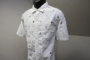 Tommy Bahama Cotton Tencel Seersucker Button Up Shirt Martini Hawaiian Men Large - Picture 1 of 10
