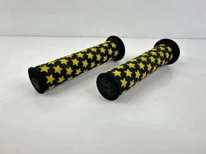Empuñaduras Big Cheese Stars BMX Racing Freestyle de colección años 90 negro amarillo difícil de encontrar - Imagen 1 de 6
