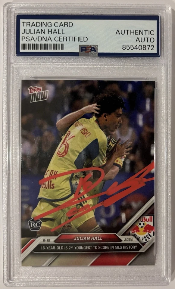 Julian Hall Signed 2024 MLS Topps Now Card RC 83 PSA ENCAP New York Red Bulls - Image 1 of 2
