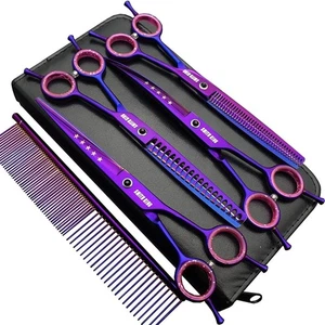 7,0 Zoll Professionelle Hundepflege Scheren Set Gerade & Ausdünnen & Gebogen & - Bild 1 von 9