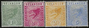 Selangor Malaya 1891 Scts #24-#27, "Tiger", Mint/H, Complete Set, FOG, X-Fine - Picture 1 of 2