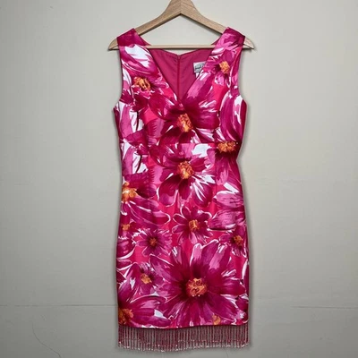 Vestido Joseph Ribkoff Mujer 14 Rosa Floral Sin Mangas Funda Cuentas Dobladillo Ocasión Foto 1 de 4