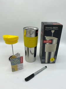 Nuevo-GRAN TAZA DE VIAJE AMARILLA 15oz BODUM ACERO INOXIDABLE/PRENSA FRANCESA - Imagen 1 de 3