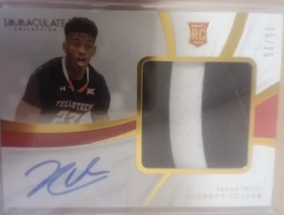 PANINI IMMACULATE COLLEGIATE 2019 JARRETT CULVER ROOKIE PATCH AUTO 15/25 - Image 1 of 2