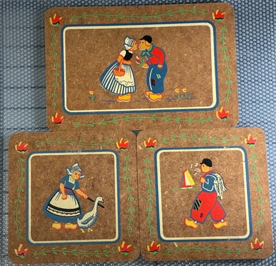 Juego de 3 alfombrillas de mesa almohadillas de corcho refrigeradas por aire para hombre mujer remaches de ganso vintage Foto 1 de 4