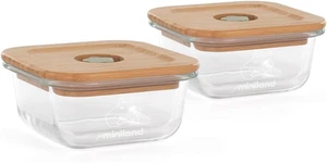 Set Ecosquare Frog. Set Di Du Ermetici in Vetro Con Coppercchio in Legno FSC. - Foto 1 di 12