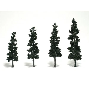 Woodland Scenics TR1561 Pine Trees (4) Conifer Green 4"-6" Ready-Made - Picture 1 of 1