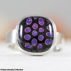 Dichoric Glass & 925 Sterling Silver Ring Size ~8.75