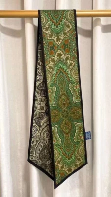 Bufanda Larga 6"x59" Verde Estampado Paisley 30% Seda 70% Cachemira Delgada 2 Capas 16x150cm4-11 Foto 1 de 4