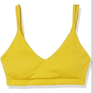 Terea Bralette Bra Women’s XL Crop Top Yellow Ribbed Stretch Mustard Tie D1 - Picture 1 of 8
