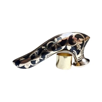 Mango de cabeza de latón macizo solo para bastón de madera vintage gif victoriano Foto 1 de 4