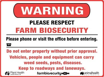 Farm Biosecurity Warning Sign/Sticker Available in Multi Size & Material (FMS14) - image 1 of 3