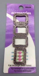 Copper Rectangular 3 Hole Bead Frames Jewelry Pack of 4 1" x .75" Crafting Cool - Picture 1 of 5