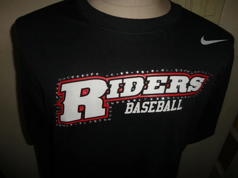 Black  Rhinestone Nike Frisco Roughriders  DriFit tshirt Women L Baseball NICE Cover