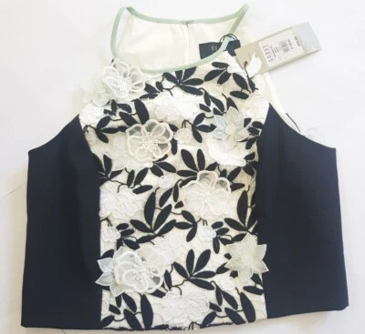 COAST BRIANNA Crop TOP Prom Party MULTI 3D FLORAL EMBROIDERY UK 8 REF WB - Image 1 of 4