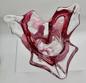 Swung Art Glass Vase Signed Rozelle Heart by Signature Pink - Picture 1 of 10