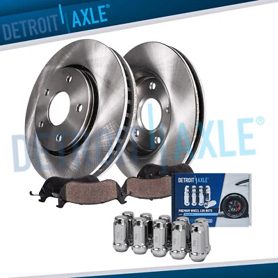Front Disc Rotors Brake Pads w/ 10pc Wheel Lug Nuts for Grand Cherokee Commander - Image 1 of 4
