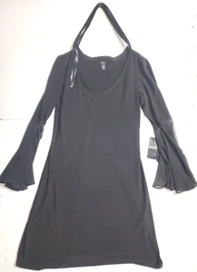 MSK Dress Womens Small Black Scoop Neck Flared Slit Sleeve Pullover - Picture 1 of 13