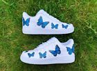 Custom Blue Butterfly Air Force 1s ‘07 Women’s Sneakers