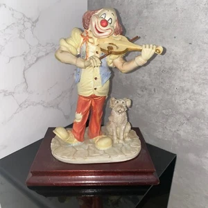 Vintage 8" Clown Playing Violin With Dog Figure Ornament - Picture 1 of 9