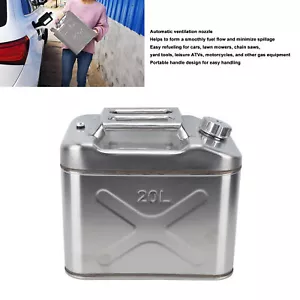 5 2 Gallonen 20L Edelstahl-Kraftstoffkanister US-Benzin-Benzin-Tank-Container - Bild 1 von 22
