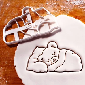 Sleeping Teddy Bear Cookie Cutter - baby shower slumber party pajamas sleepover - Picture 1 of 4