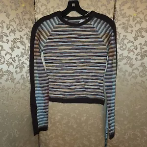 Missoni Vintage Blue Brown Multi-Color Wool Blend Sweater Size 2 - Picture 1 of 5