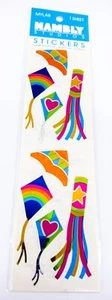 NEW Vintage Hambly Studios “Colorful Flying Kites” Mylar 8 Stickers 1 Sheet - Picture 1 of 2