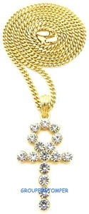Ankh Medium Ägyptisches Kreuz Strass Anhänger Halskette mit 24 Zoll langer Kette - Bild 1 von 9