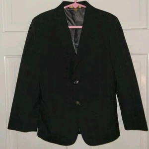CLASS CLUB Off Black Gray Windowpane Plaid Poly Wool Blazer Jacket Boys 8 - Picture 1 of 8