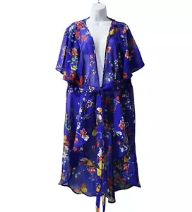 Live 4 Truth Kimono Mujer 2X Azul Floral Mariposa Pájaro Naturaleza Cubierta Bata Playa - Imagen 1 de 7