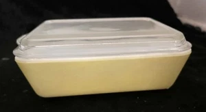Vtg PYREX Primary Colors YELLOW 1.5 qt Refrigerator Dish 503-B + Glass Lid 503-C - Picture 1 of 11